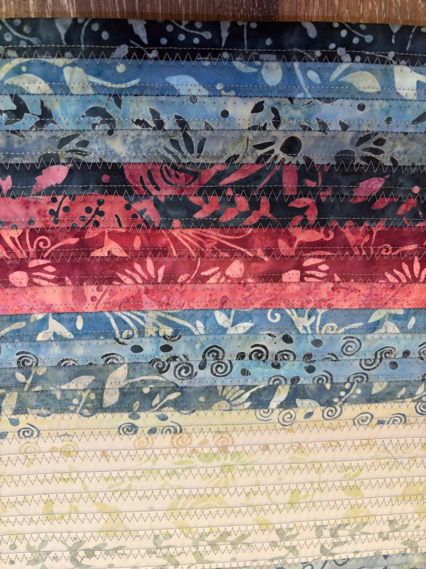 Handmade Batik Jelly Roll Rug - "Misty Mornings""