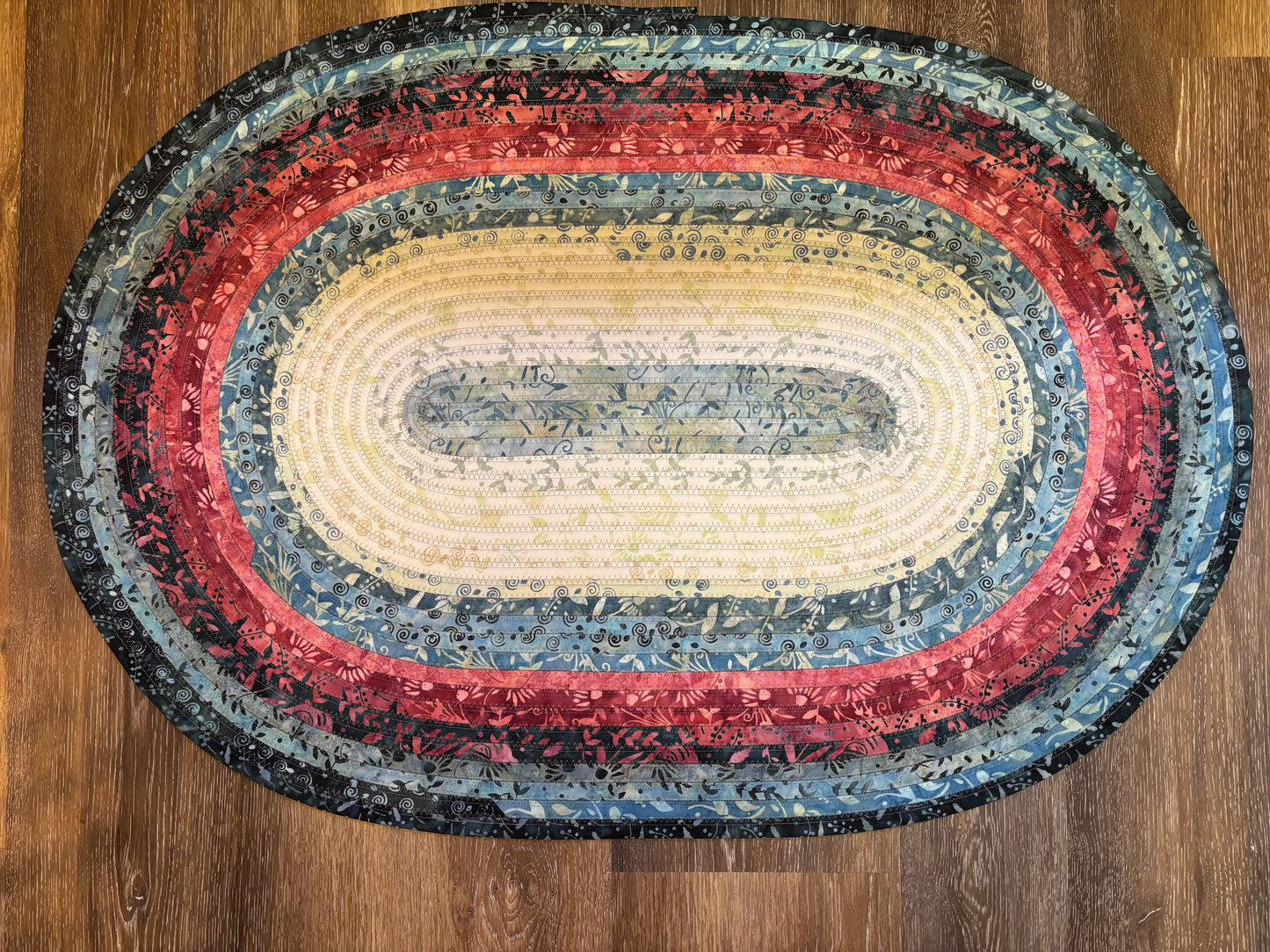 Handmade Batik Jelly Roll Rug - "Misty Mornings""